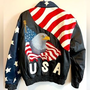 NWT Patriotic Bald Eagle Leather Jacket Large Leather World Lucky Leathers
